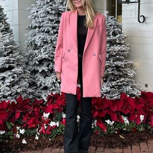 Mango Soft Pink Wool Blend Coat